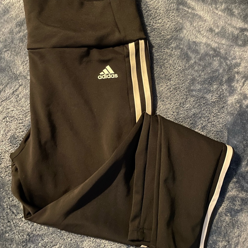 Adidas Kids Black Joggers with White Stripes